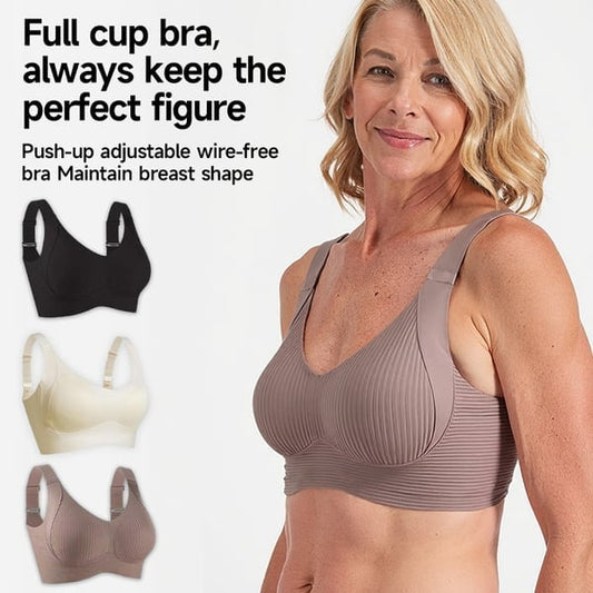 💕Subtle Striped Seamless Bra with W-Support – Comfort & Style!