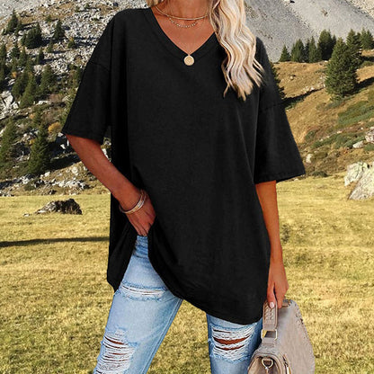 📢📢40 % RABATT !! ⏰Lässiges, locker sitzendes Damen-T-Shirt mit V-Ausschnitt