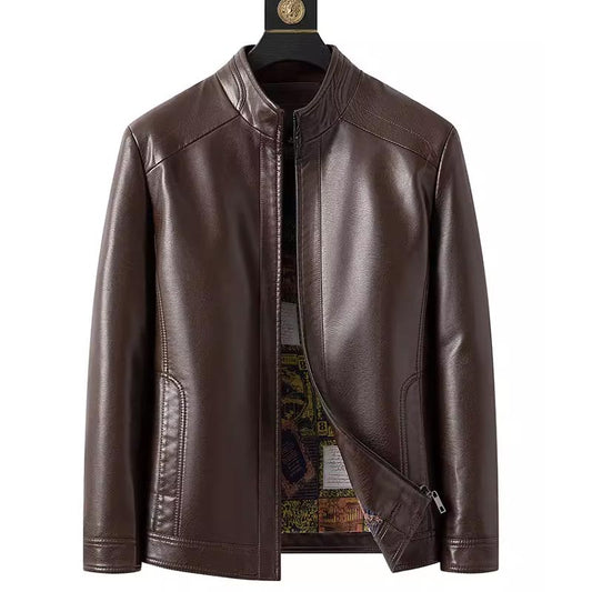 ⏳🍂Herrenjacke aus Leder mit warmem Plüschfutter