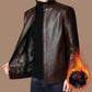 ⏳🍂Herrenjacke aus Leder mit warmem Plüschfutter