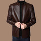 ⏳🍂Herrenjacke aus Leder mit warmem Plüschfutter
