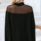 👗 LIMITED-TIME 50% RABATT! 🦇 Lässige Bluse mit Fledermausärmeln – Hochgeschlossen, Transparentes Design, Schwarz 🍂