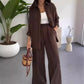 ✨ Solid Color Two Piece Set – Loose Shirt & Wide Leg Pants in perfekter Harmonie. Reduzierte Eleganz für den Alltag.