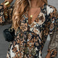 🔥Solange der Vorrat reicht 40 % Rabatt!🎉Elegantes, bedrucktes Kleid mit V-Ausschnitt und langen Ärmeln
