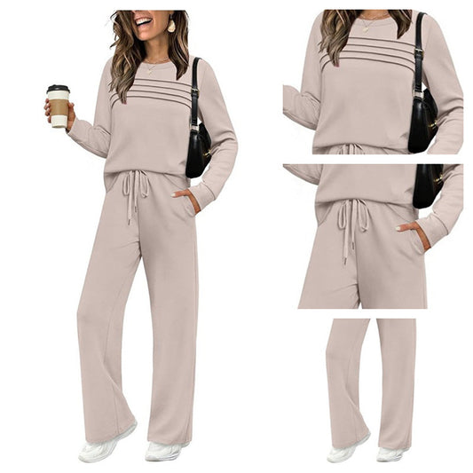 📢📢60 % Rabatt!! ⏰Set für Damen mit Rundhals-Top und Kordelzughose🔥