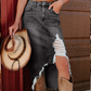 ✨Damen-Hochbund-Ripped-Denim-Midi-Rock