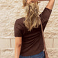 Damen Kurzarm-Henley-Shirt aus Rippstrick
