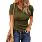 Damen Kurzarm-Henley-Shirt aus Rippstrick