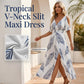 🌺 Neu eingetroffen! Tropisches Maxikleid | V-Ausschnitt + Cold-Shoulder + Gummizug-Taille – Leicht & atmungsaktiv ☀️👗