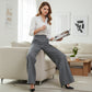 Damen Hochbund Weites Bein Cropped Hose