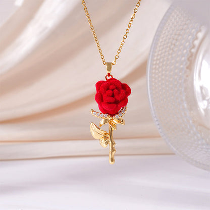 🔥Solange der Vorrat reicht 50 % Rabatt!🎉Elegante Halskette mit Anhänger in Form einer roten Rose