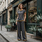 👚 LIMITED-TIME 50% RABATT! 🍃 Damen Casual 2-Teiler – Kontrastbesatz, Abgestimmtes Top & Hose ✨