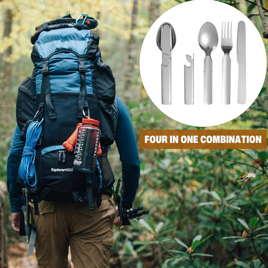 🔥2026 New Upgrade ＆ Hot Sale ＆ 50％ Off🔥4-in-1 Stainless Steel Portable Cutlery Set