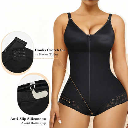 🌸 50% OFF NOW! 🌸Women's Tummy Control Zip-Up Shapewear Bodysuit