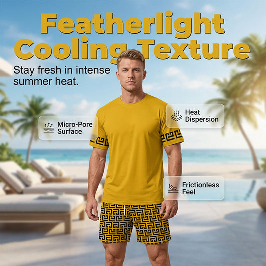 👕💛 50% RABATT! ✨ Herren Gelbes Grafik-Print Trainingsanzug – Schnelltrocknend, Kühl & Stylisch! ✨