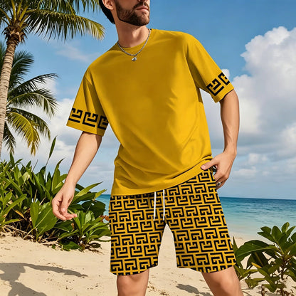 👕💛 50% RABATT! ✨ Herren Gelbes Grafik-Print Trainingsanzug – Schnelltrocknend, Kühl & Stylisch! ✨