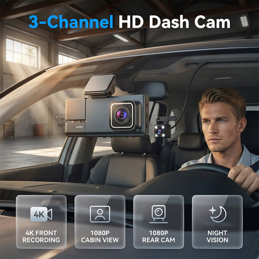 🔥2026 New Upgrade ＆ Hot Sale🔥3-Channel 1080p Dash Cam with Wi-Fi