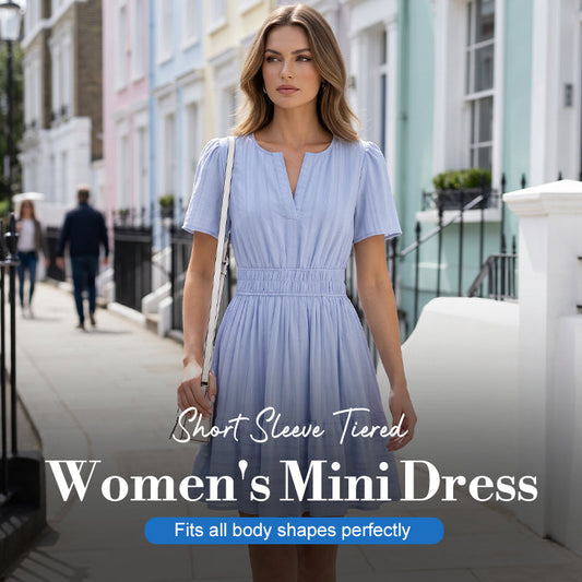 🔥2026 New Arrival ＆ Hot Sale ＆ 50％ Off🔥Women's Short Sleeve Tiered Mini Dress