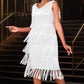 ⏰🔥50% RABATT nur kurze Zeit💰👗Ärmelloses Flapper-Kleid für Damen mit V-Ausschnitt und Fransen✨