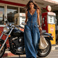 👖 LIMITED-TIME 40% OFF! 💥 Women's Denim Jumpsuit – Button-Front, Wide-Leg, Cotton Blend ✨