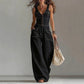 👖 LIMITED-TIME 40% OFF! 💥 Women's Denim Jumpsuit – Button-Front, Wide-Leg, Cotton Blend ✨