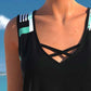 🩱 50% OFF NOW! 🏊‍♀️ Athletic Two-Piece Swimsuit – Criss-Cross Neckline, Quick-Dry & Inclusive Sizing – Modest Tank Top + Sporty Boy Shorts 🌊
