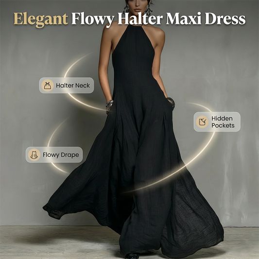 👗 NUR FÜR KURZE ZEIT: 40 % RABATT! ✨ Elegantes, ärmelloses Neckholder-Maxikleid für Damen