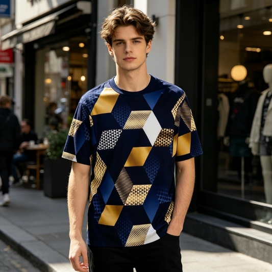 👕✨ Herren-T-Shirt mit geometrischem 3D-Print – auffällig, bequem & sommerlich, jetzt −40%