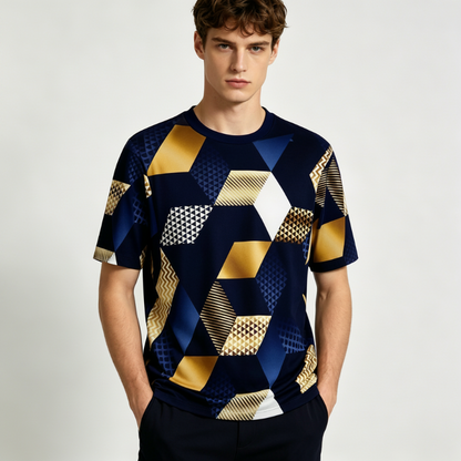👕✨ Herren-T-Shirt mit geometrischem 3D-Print – auffällig, bequem & sommerlich, jetzt −40%