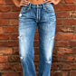 👖 LIMITED-TIME 40% OFF! 💥 Women's Distressed Slim Fit Flare Jeans – Edgy Ripped, Vintage Wash, Leg-Elongating ✨