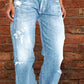 👖 LIMITED-TIME 40% OFF! 💥 Women's Distressed Slim Fit Flare Jeans – Edgy Ripped, Vintage Wash, Leg-Elongating ✨