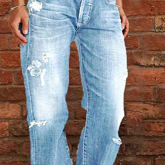 👖 LIMITED-TIME 40% OFF! 💥 Women's Distressed Slim Fit Flare Jeans – Edgy Ripped, Vintage Wash, Leg-Elongating ✨