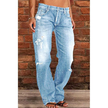 👖 LIMITED-TIME 40% OFF! 💥 Women's Distressed Slim Fit Flare Jeans – Edgy Ripped, Vintage Wash, Leg-Elongating ✨
