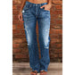 👖 LIMITED-TIME 40% OFF! 💥 Women's Distressed Slim Fit Flare Jeans – Edgy Ripped, Vintage Wash, Leg-Elongating ✨