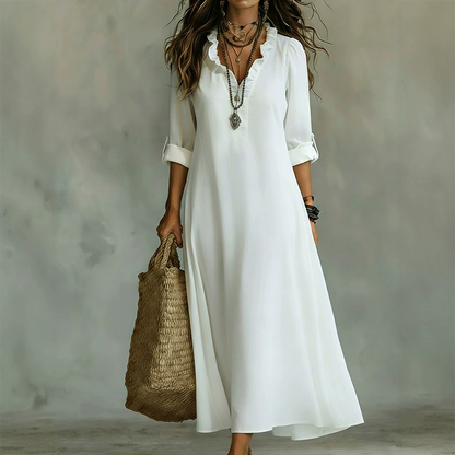 📢📢40 % RABATT !! ⏰Maxikleid im Boho-Stil mit Rüschen und V-Ausschnitt