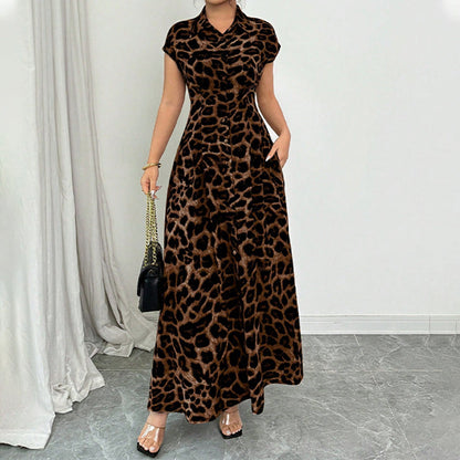 🌸 60% OFF NOW! 🌸Women's Elegant Leopard Print Lapel Dress