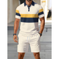 🔥Men's Short Sleeve Casual Set, Summer Beach Fashion Sport Wear, Plaid Pattern, Slim-Fitting, Above the Knee